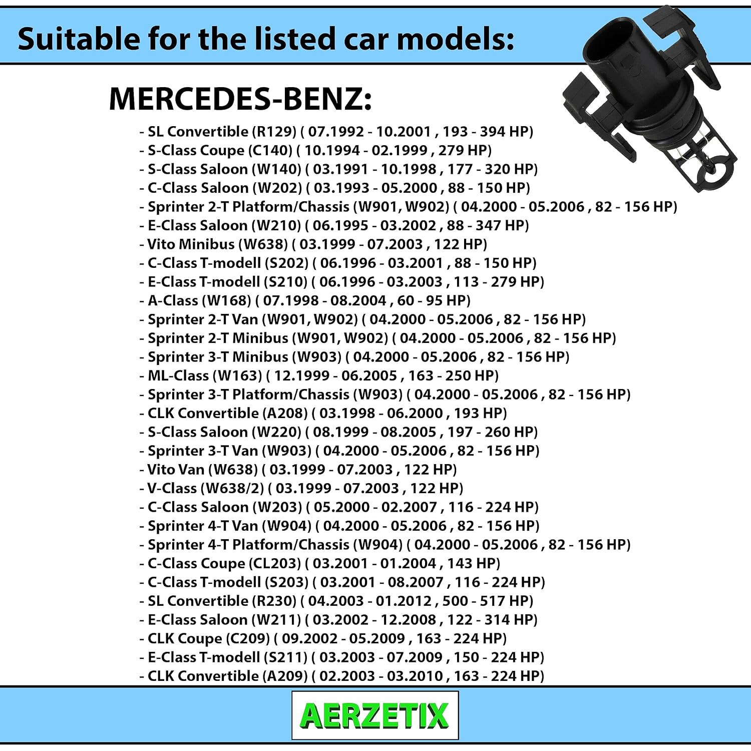 AERZETIX Intake Air Temperature Sensor C66421 Compatible with VW Mercedes-Benz Smart