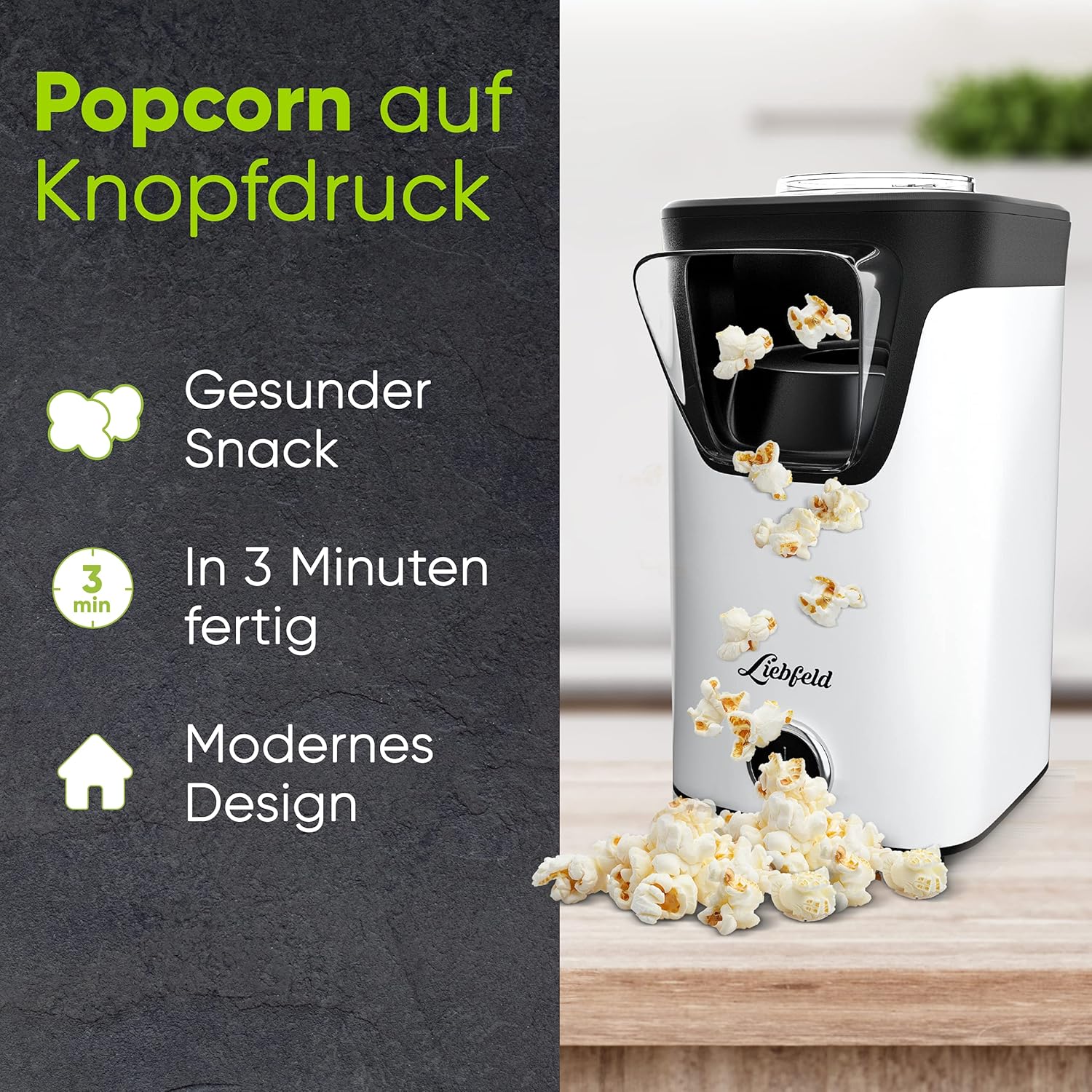 Liebfeld Retro Hot Air Popcorn Maker – Oil‑Free Snack Dispenser
