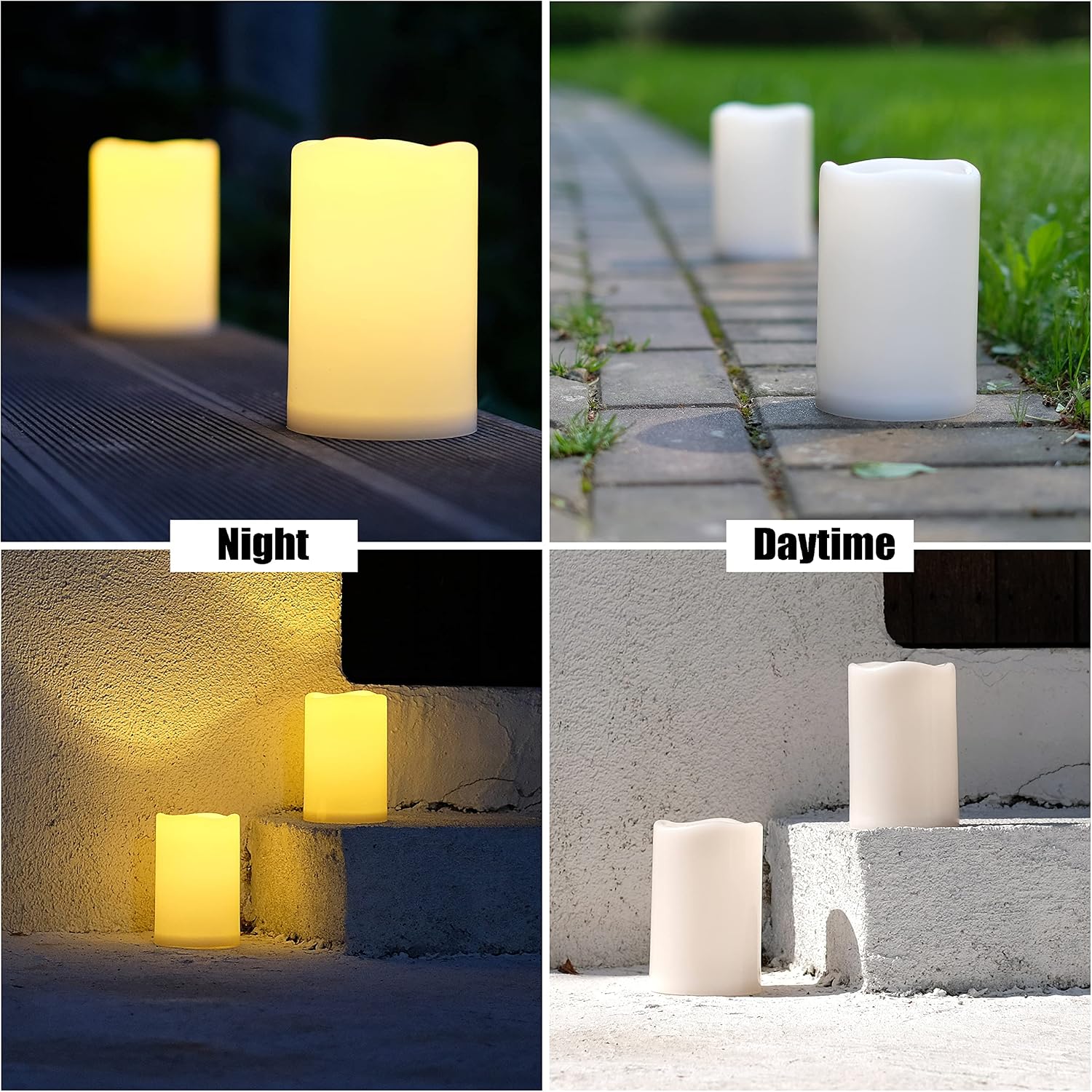 NONNO&ZGF 4X6in Outdoor IP44 Warm White LED Flameless Candle 2 Pack