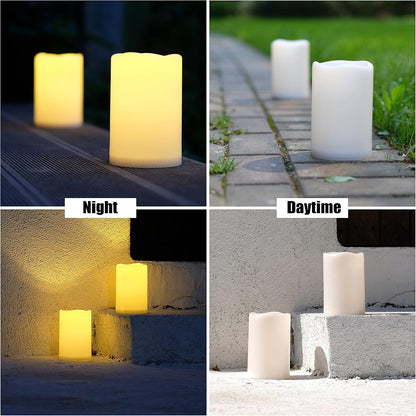 NONNO&ZGF 4X6in Outdoor IP44 Warm White LED Flameless Candle 2 Pack