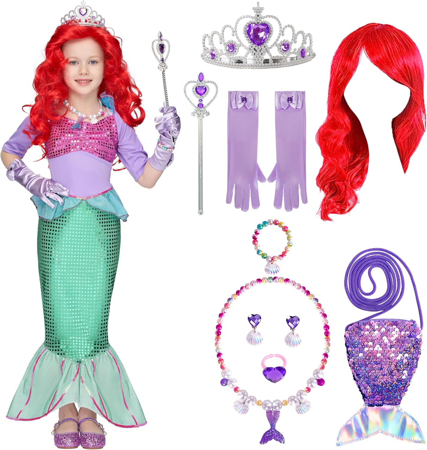 Spooktacular Creations Mermaid Costume for Girls with Wig and Headband