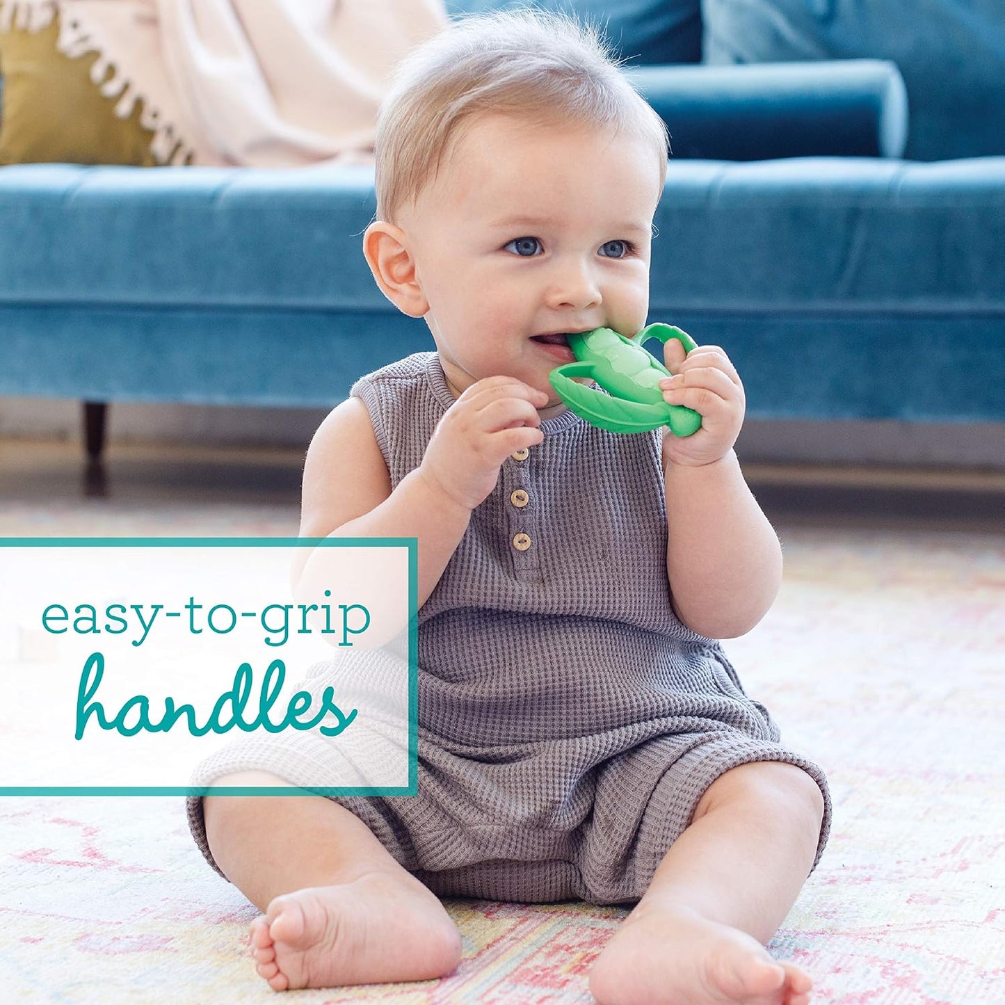 Infantino Lil' Nibble Textured Silicone Teether Green