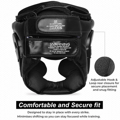 AQF Premium Full Face Boxing Headguard: MMA Training Headgear Muay Thai Sparring Protection