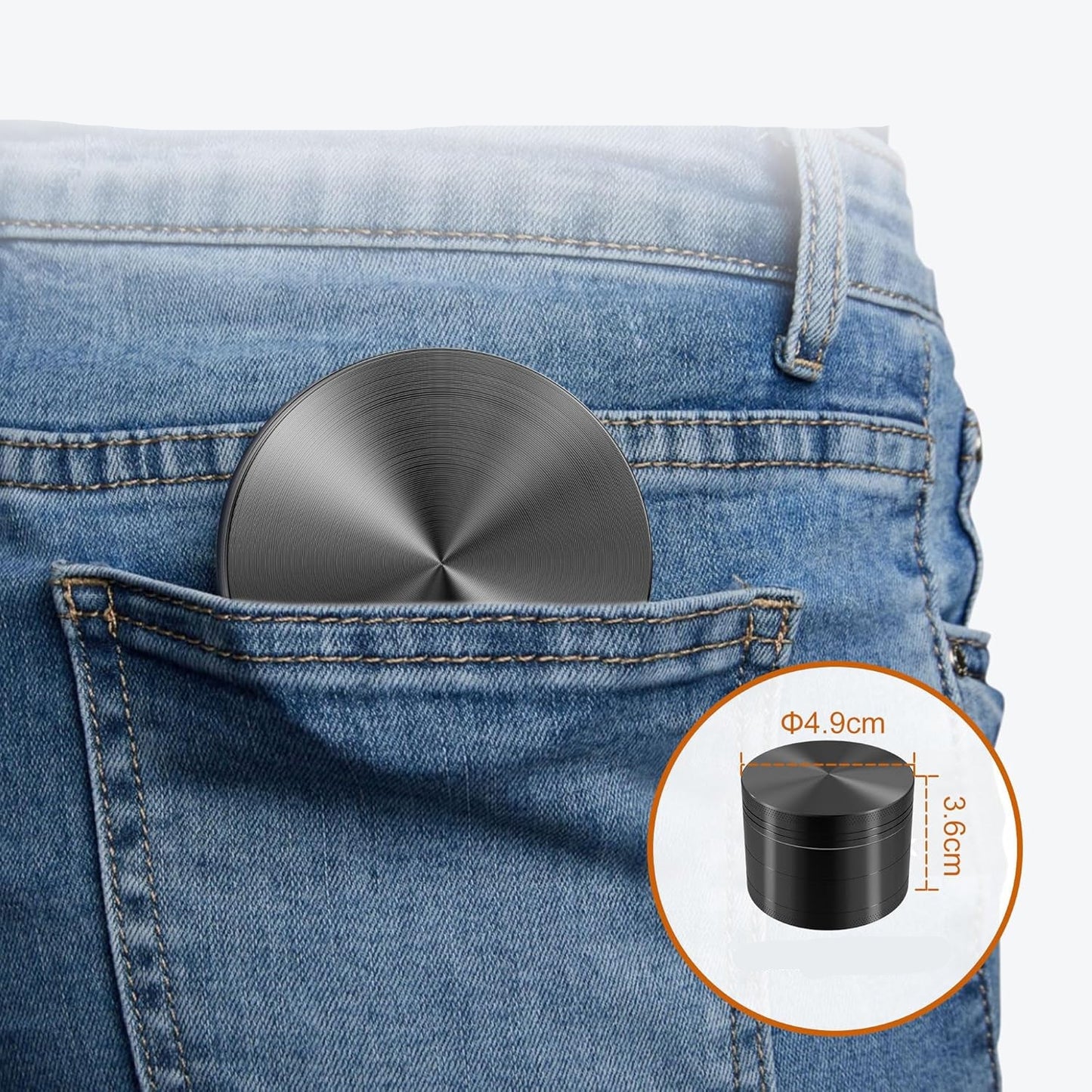 KitchenBoss 49mm Mini Metal Spice Grinder with Magnetic Lid Black
