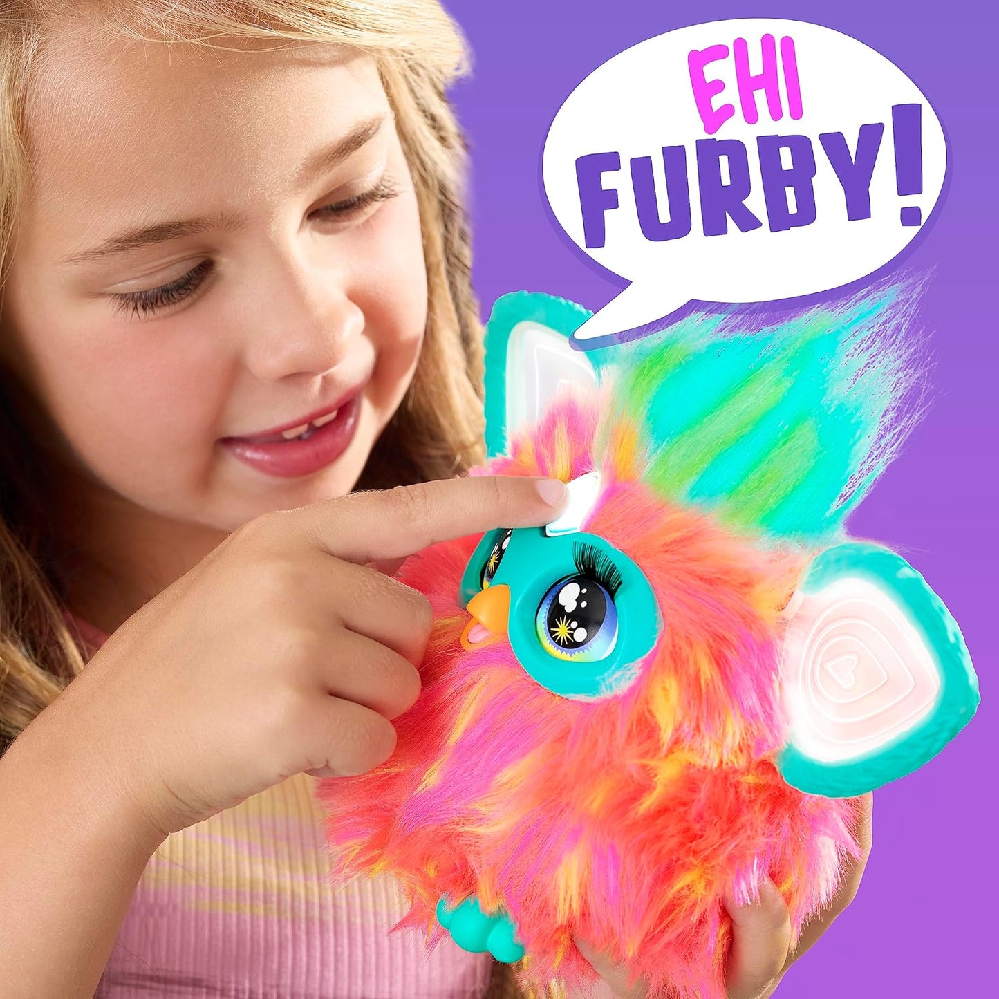 Furby Coral Interactive Plush Toy – Italian Talking, Singing & Light-up