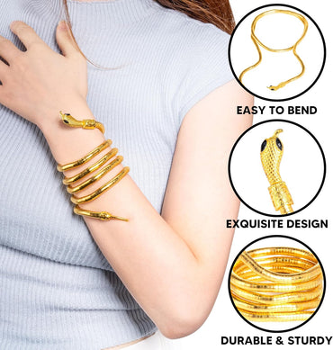 Spooktacular Creations Gold Snake Arm Cuff: Flexible Halloween Bracelet for Adults and Kids
