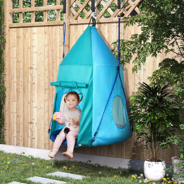Outsunny 100cm Teal Nest Swing with Waterproof Tent