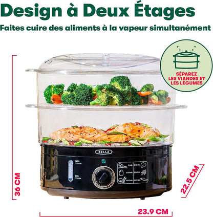 BELLA 17702 Two-Tier Electric Steamer 7L Black