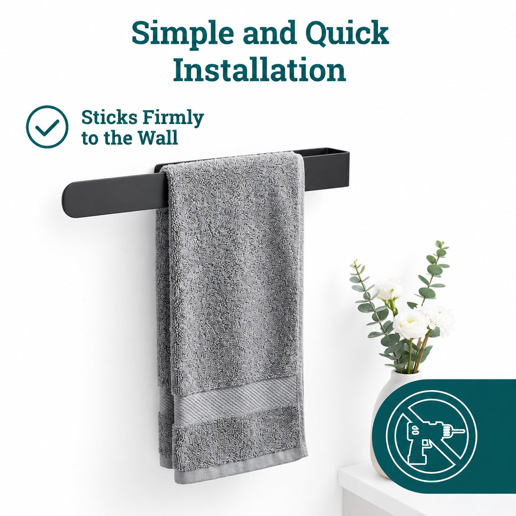 husman Self-Adhesive Towel Rail Matte Black 37cm