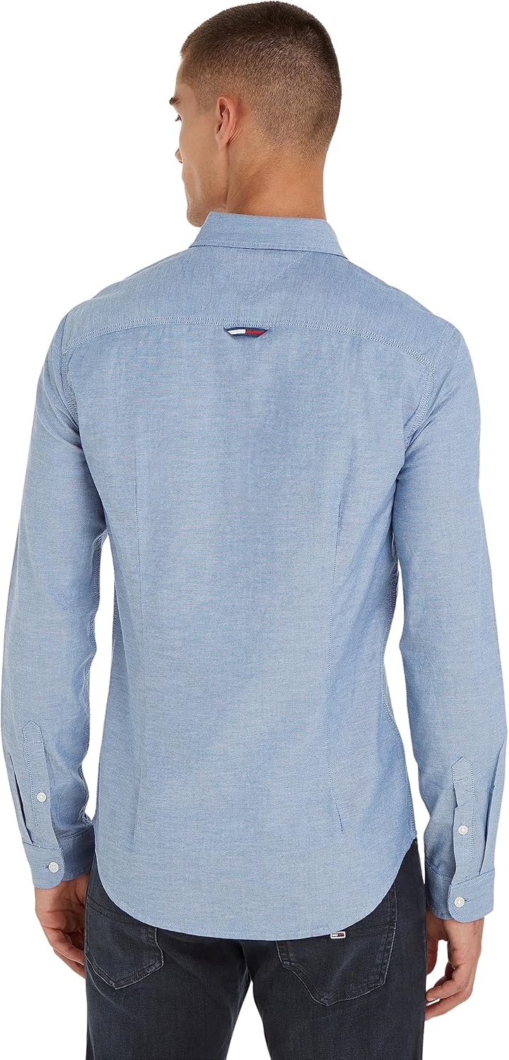 Tommy Jeans Men's Slim Long Sleeve Shirt – Soft Cotton