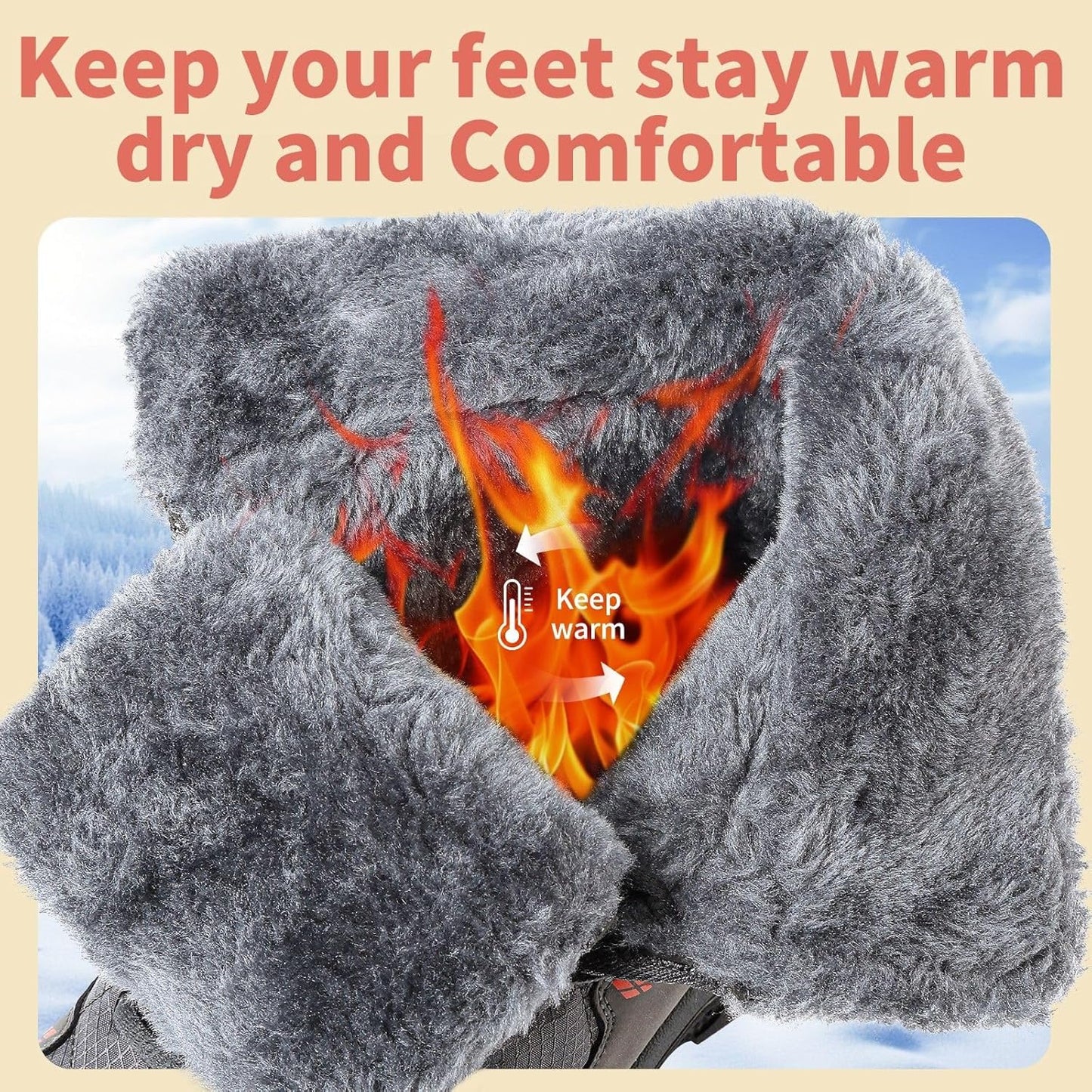 Men's Waterproof Snow Boots with Fur Lining and Anti‑Slip Grip
