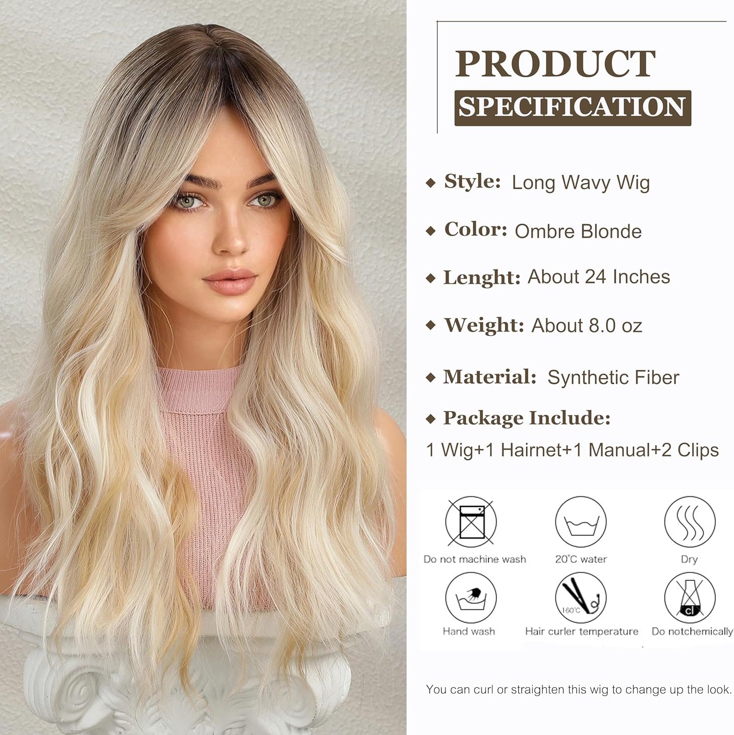 Esmee Long Wavy Ombre Blonde Heat-Resistant Synthetic Wig for Cosplay