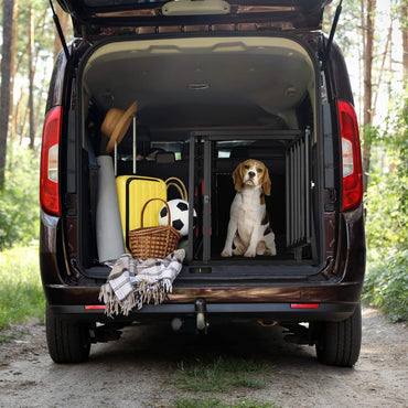 Relaxdays Dog Crate for Car Trunk, Angled Aluminum Pet Travel Cage