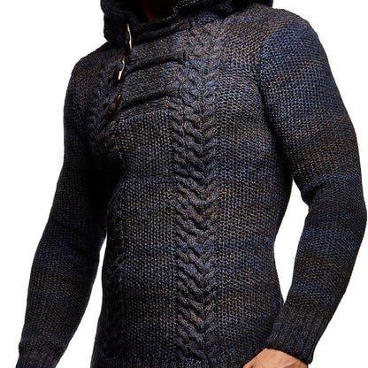 Leif Nelson Men's Knitted Pullover Hooded Sweater – Classic Style