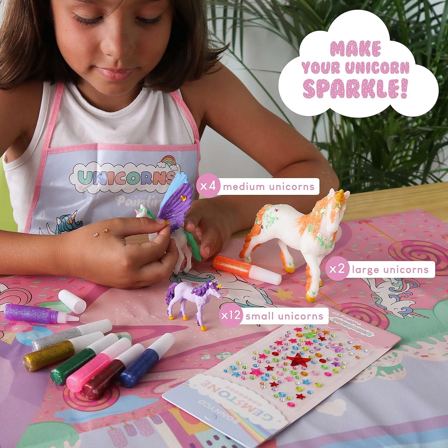 BONNYCO Unicorn Painting Craft Set with Glow-in-the-Dark Colors