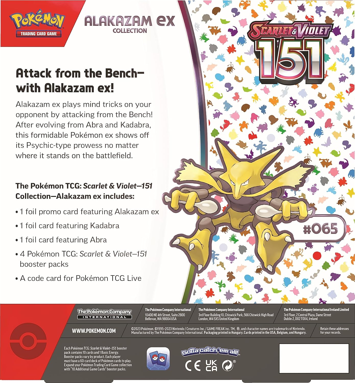 Pokemon TCG Scarlet & Violet 3.5 Pokemon 151 Alakazam Ex Box