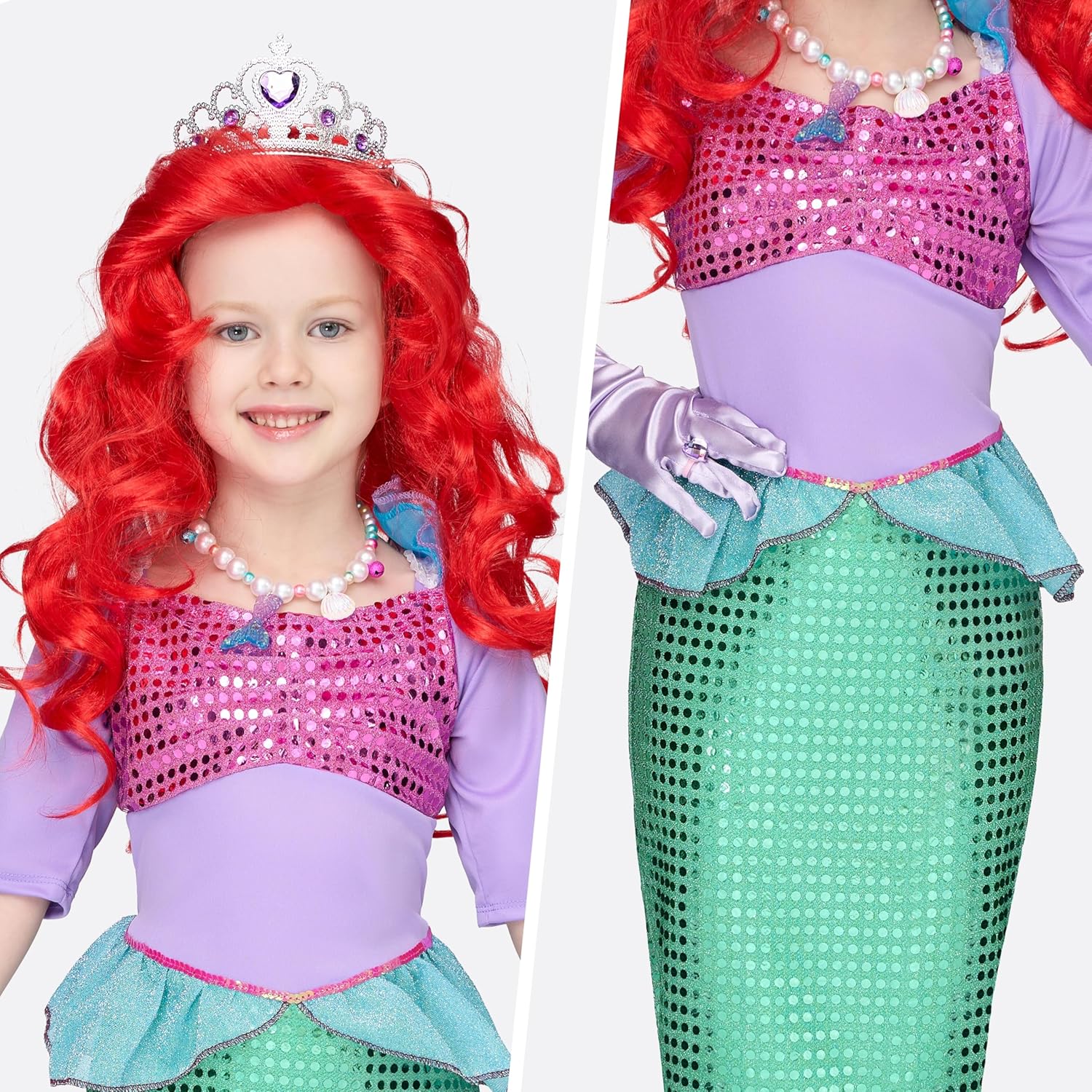 Spooktacular Creations Mermaid Costume for Girls with Wig and Headband