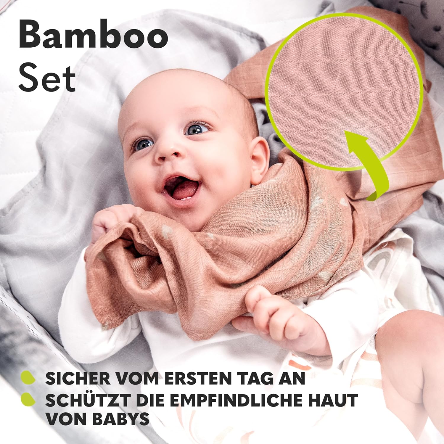 Lionelo Bamboo Muslin Nappy Set of 3 – Soft, Antibacterial, Hypoallergenic