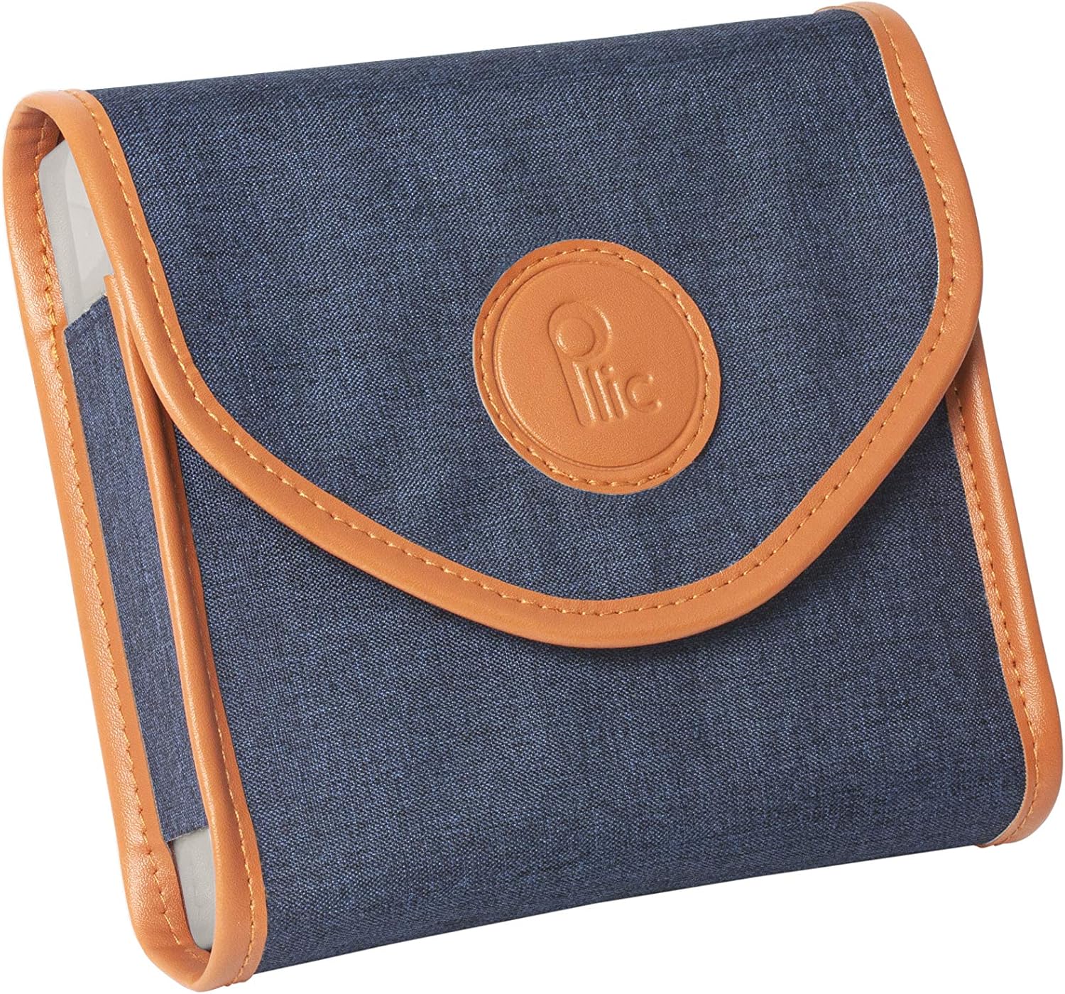 Blue Canvas Jumbo Weekly Pill Box with 7-Day Compartments