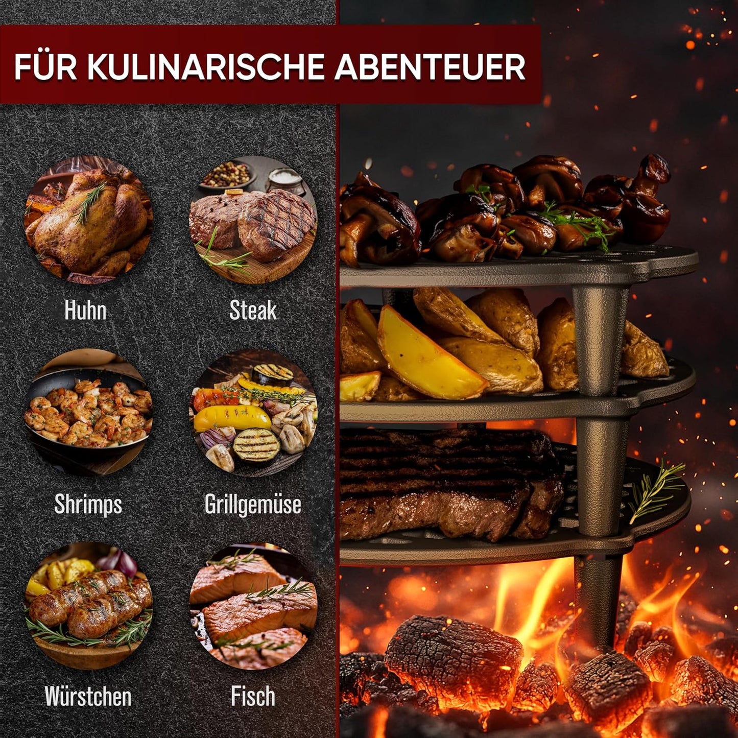 Gusskönig Cast Iron Stackable Grill Rack for 9L Dutch Oven
