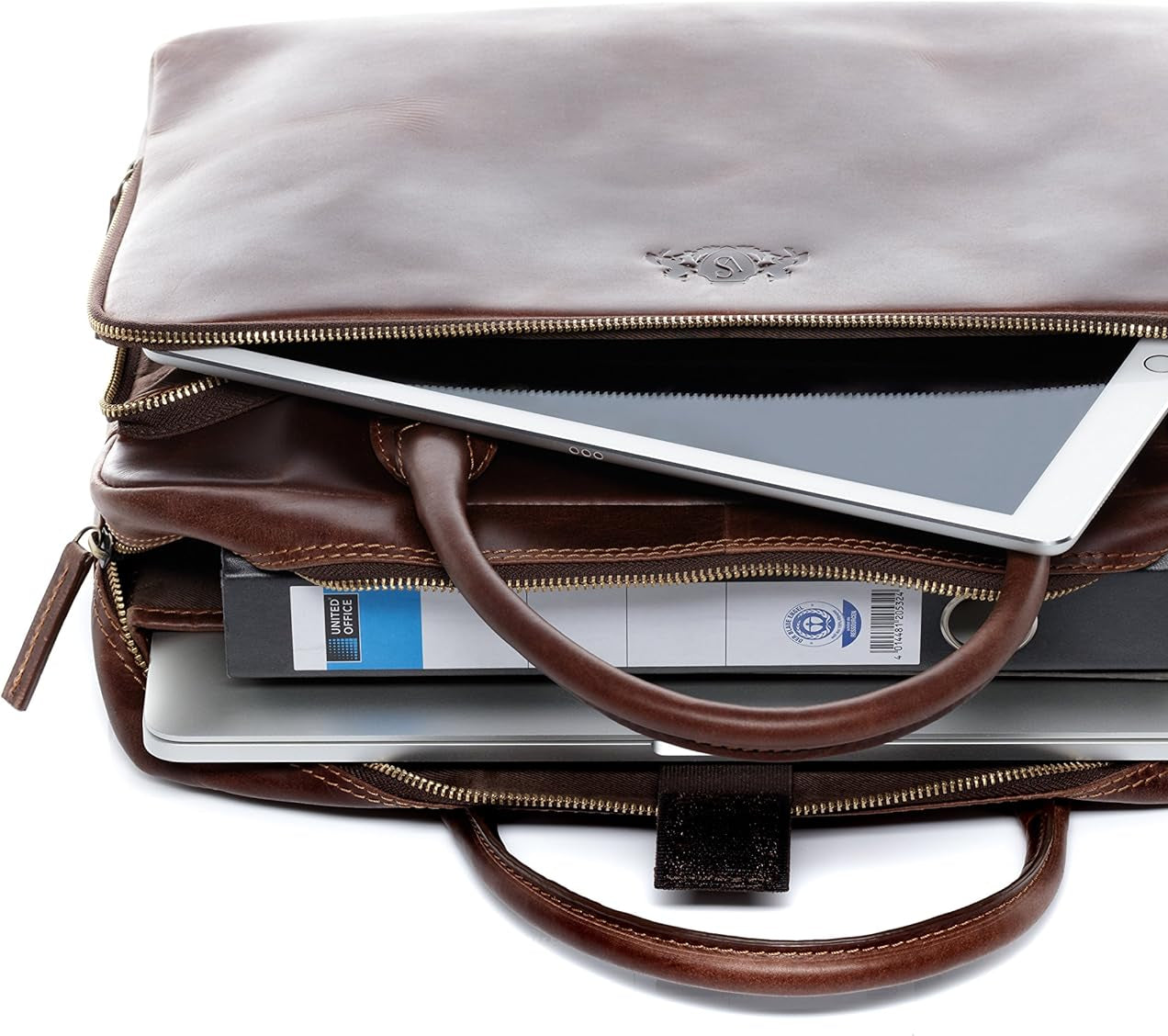 SID & VAIN Ryan XL Premium Leather Laptop Briefcase