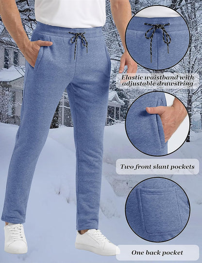 TACVASEN Men's Lined Winter Jogging Pants with Sherpa Lining