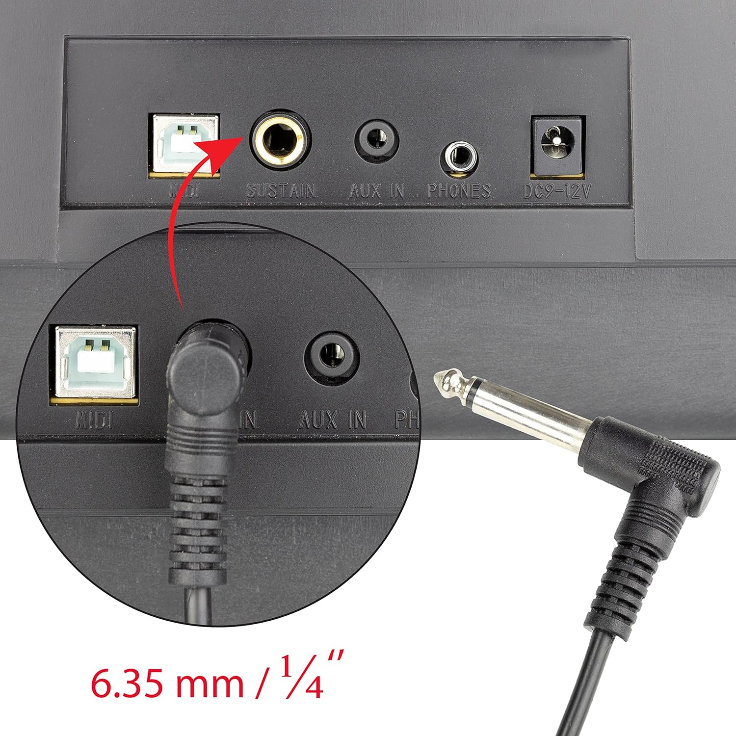 RockJam RJSP01 Professional Sustain Pedal for Digital Pianos and Electronic Keyboards with Polarity Switch