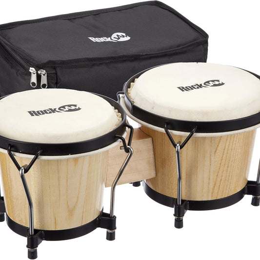 RockJam 7" & 8" Wooden Bongo Set with Padded Bag