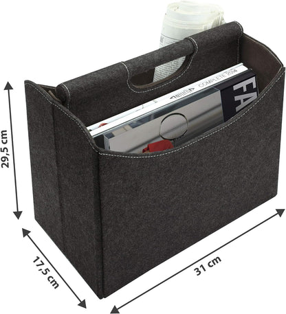 Anthracite Felt Newspaper Stand Foldable Magazine Organizer