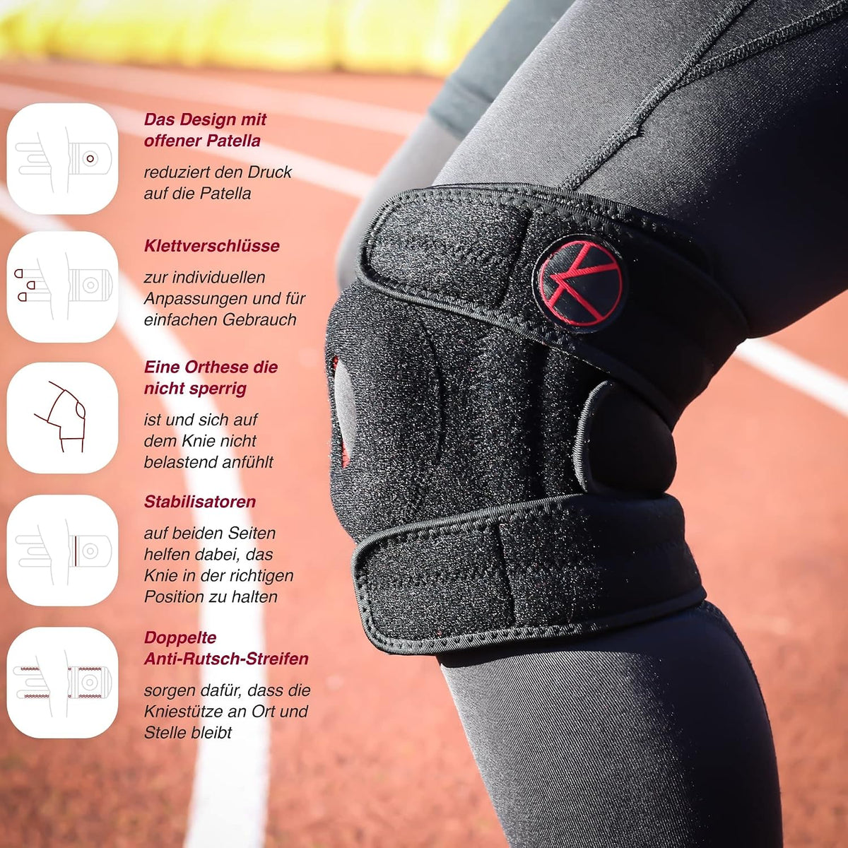KARM Adjustable Knee Brace Support Neoprene Black