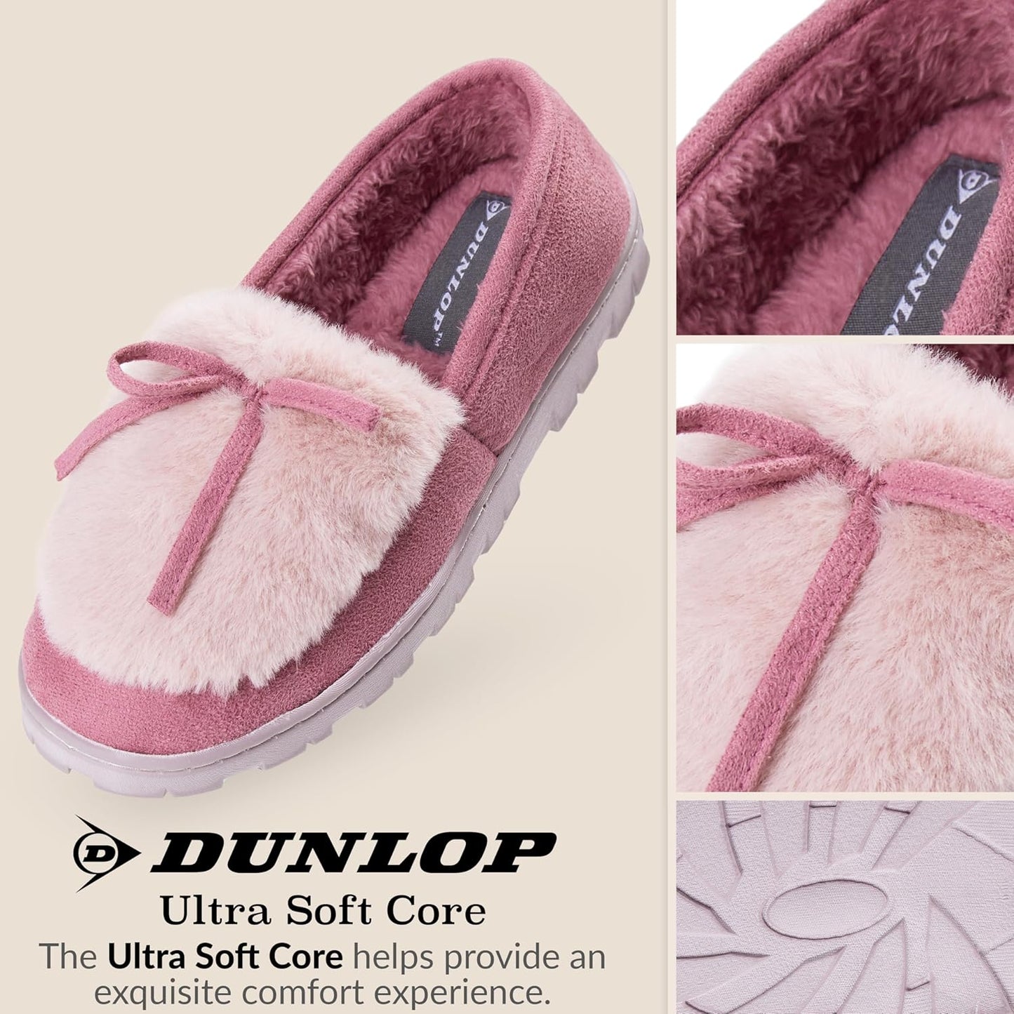 DUNLOP Fluffy Non‑Slip Women’s Indoor Slippers Size 4‑7