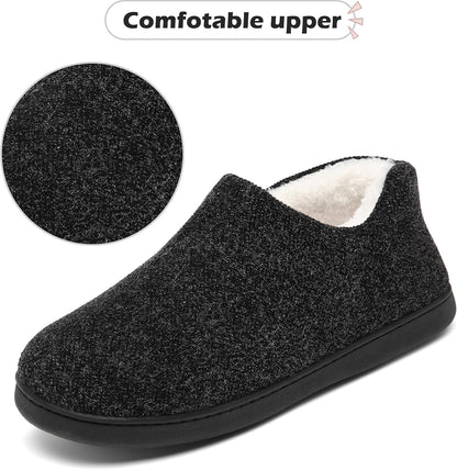 Mishansha Men's Winter Slippers – Warm Black Indoor Shoes