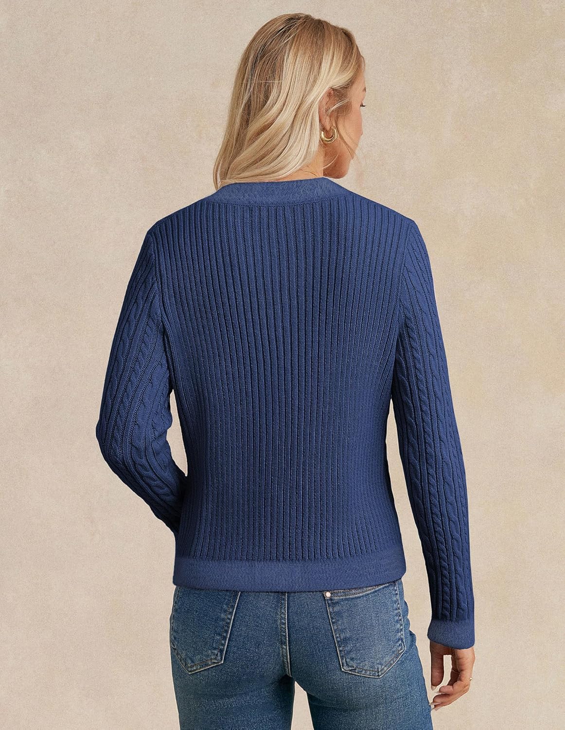 GRACE KARIN Women's Cable Knit Long Sleeve Button-Down Cardigan