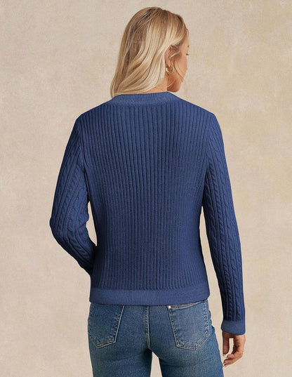 GRACE KARIN Women's Cable Knit Long Sleeve Button-Down Cardigan