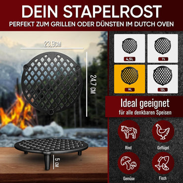 Gusskönig Cast Iron Stackable Grill Rack for 9L Dutch Oven