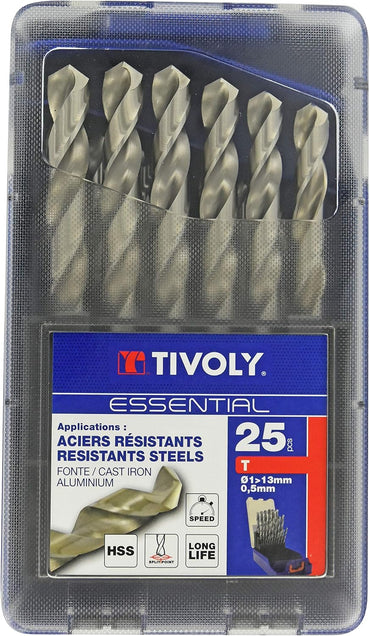 Tivoly T-Box HSS Metal Drill Bit Set, 1-13mm, Precision Drilling