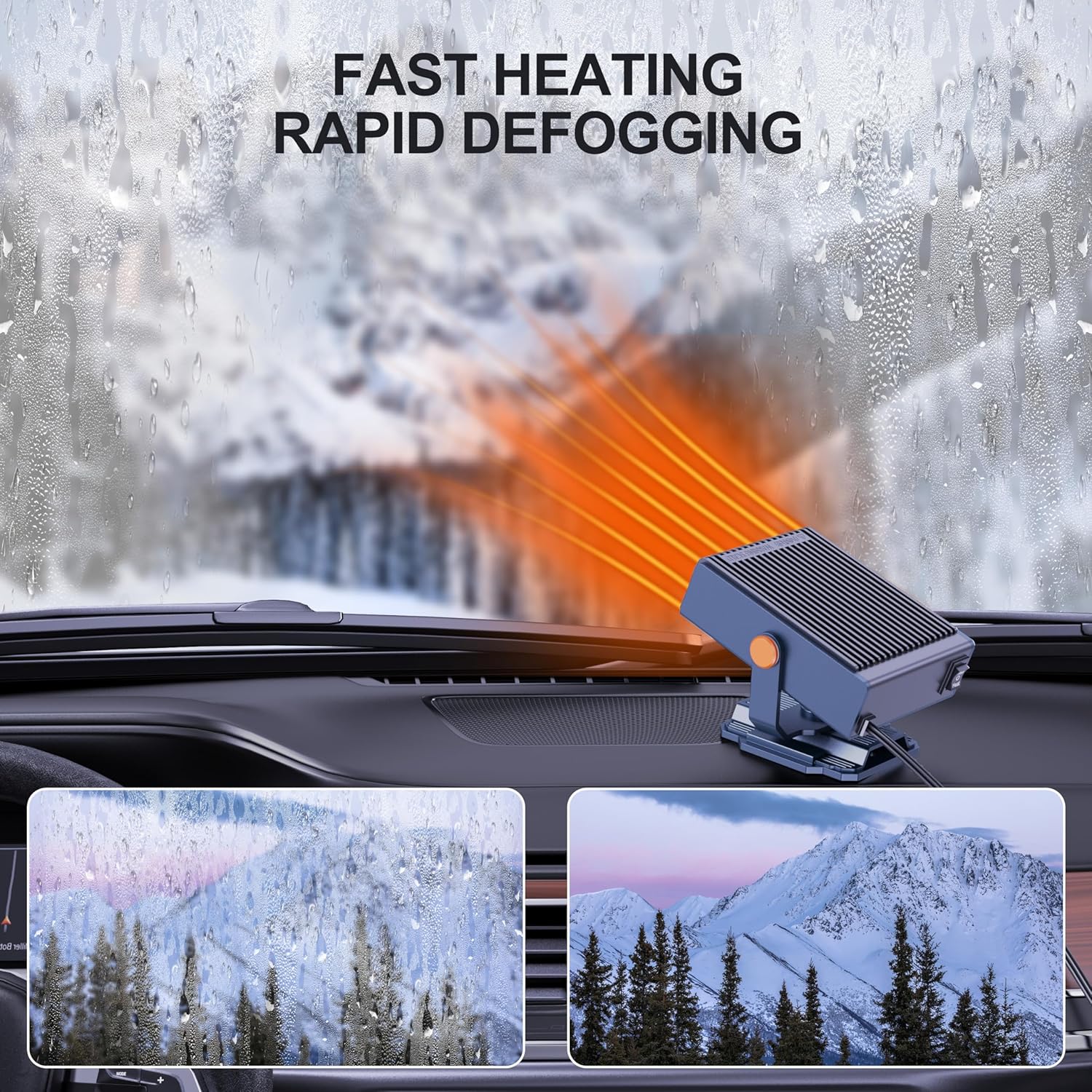 UVOOI 12V Portable Car Heater & Defroster with Cooling Fan