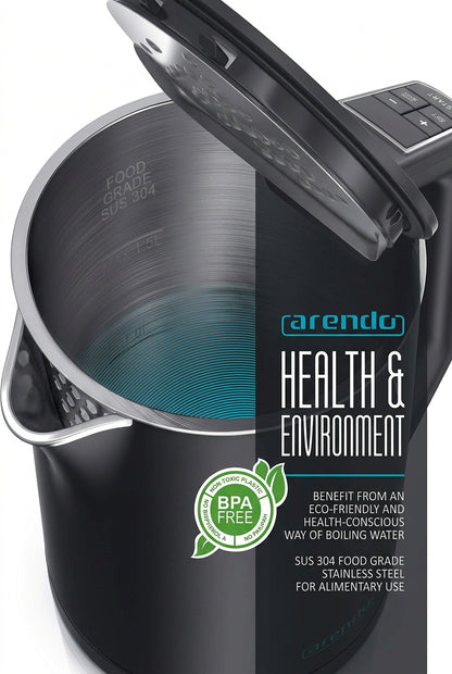 Arendo Elegant Electric Kettle 1.5L 2200W Black