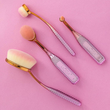 MODA Rosé 4-Piece Face Brush Set – Vegan Soft Filament Brushes