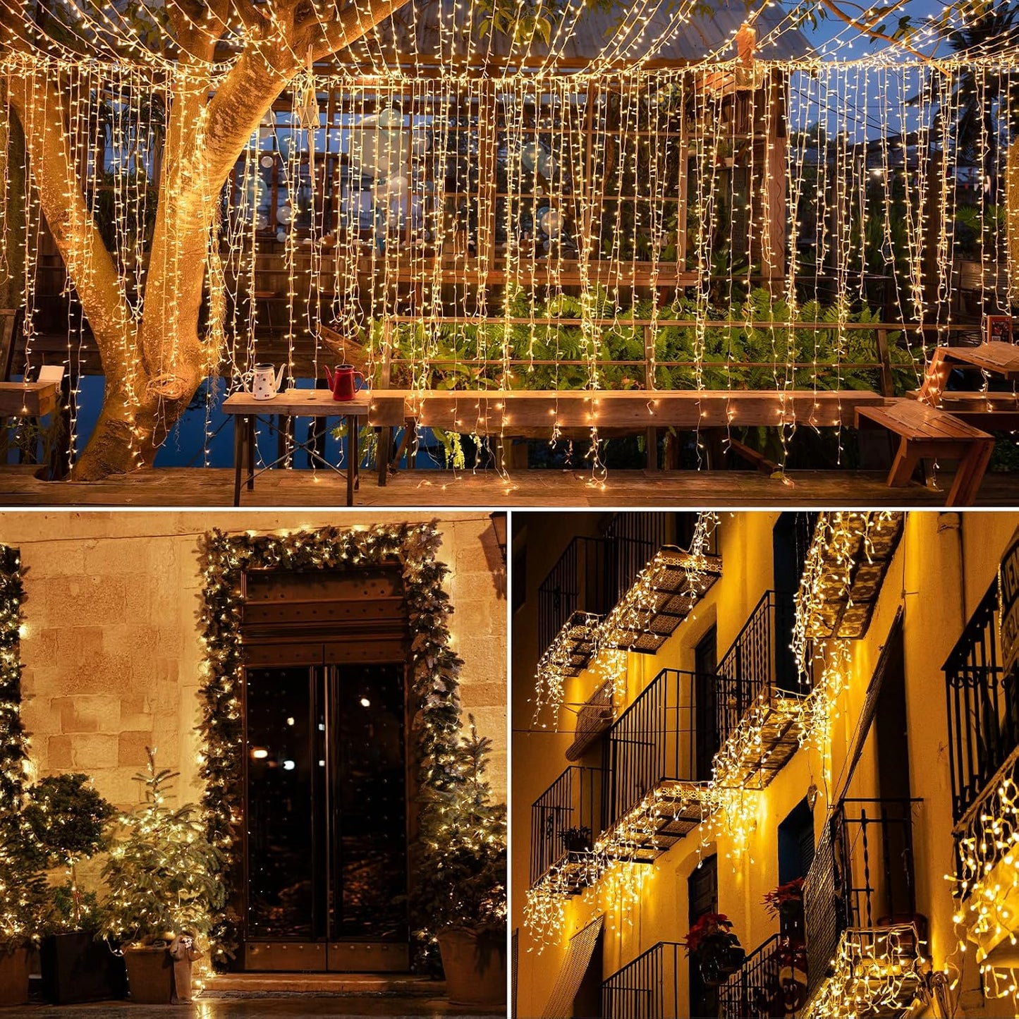 MAGGIFT 10m 400 LED Icicle String Lights Indoor Outdoor Christmas Decoration with Remote Timer 8 Modes IP44 Waterproof Warm White