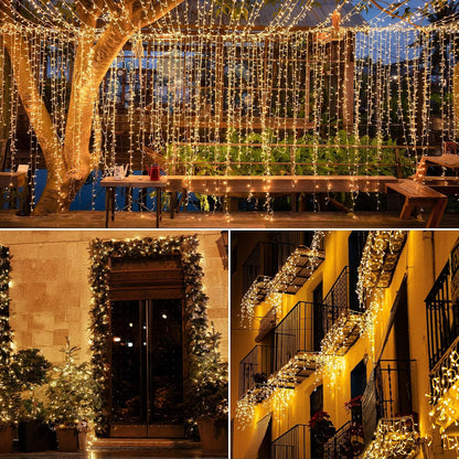 MAGGIFT 10m 400 LED Icicle String Lights Indoor Outdoor Christmas Decoration with Remote Timer 8 Modes IP44 Waterproof Warm White