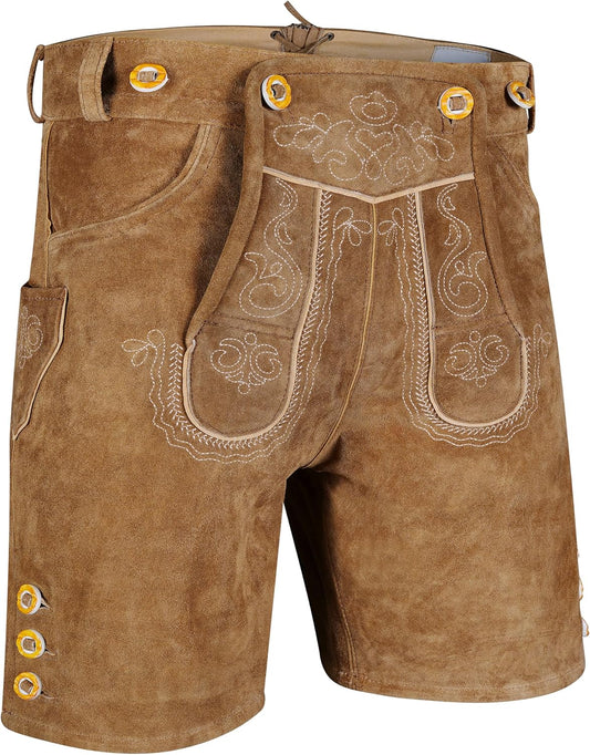 TR Martha Premium Men’s Short Leather Trachten Trousers with Suspenders