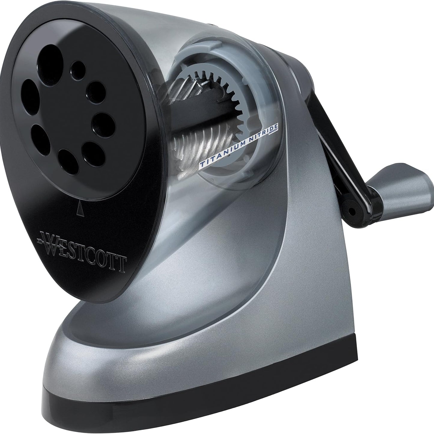 Westcott iPoint ClassAct Manual Pencil Sharpener with Anti‑Microbial Grey Finish