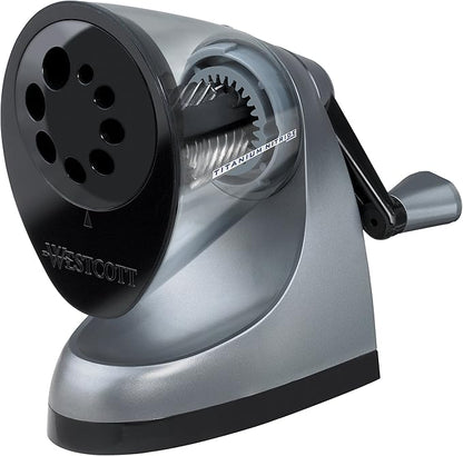 Westcott iPoint ClassAct Manual Pencil Sharpener with Anti‑Microbial Grey Finish