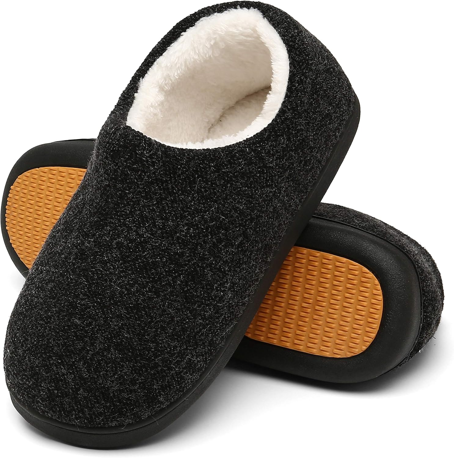 Mishansha Men's Winter Slippers – Warm Black Indoor Shoes