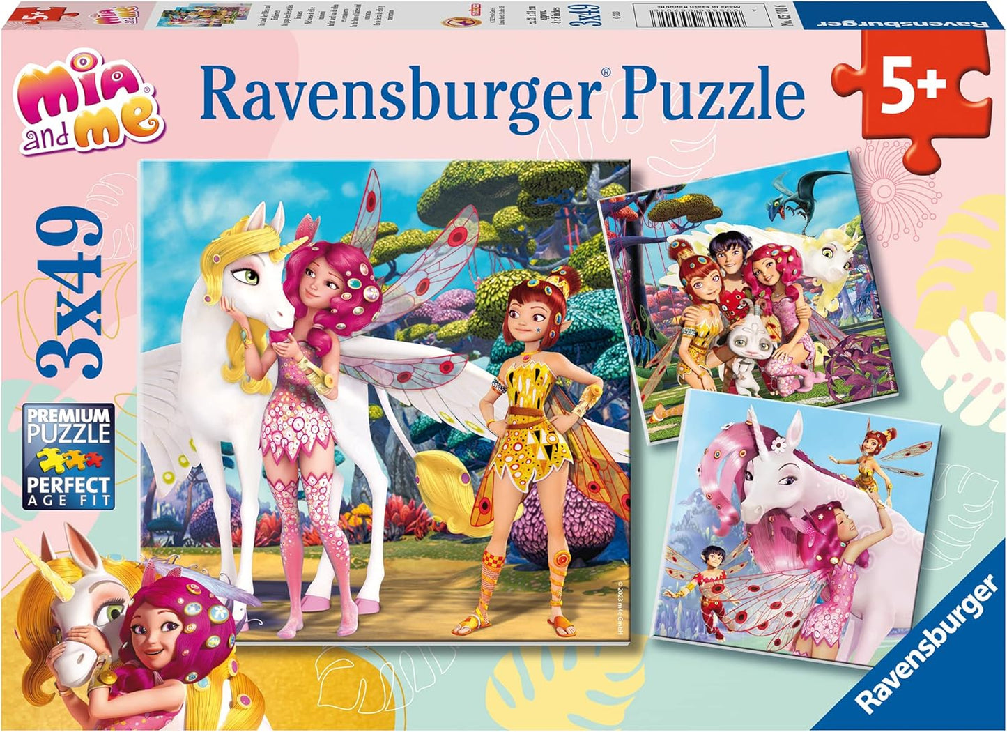 Ravensburger Fairy Unicorn 3‑Pack 49‑Piece Puzzle for Kids