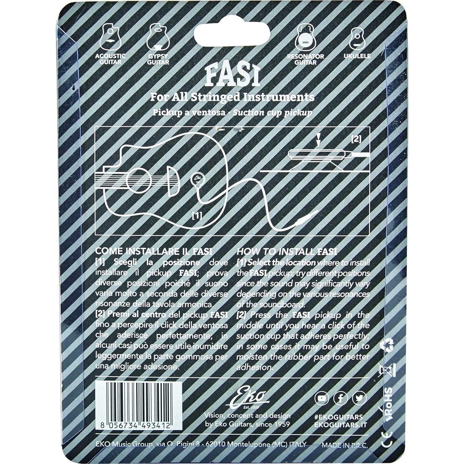 EKO FASI Suction Pickup for Acoustic Guitars and Ukuleles