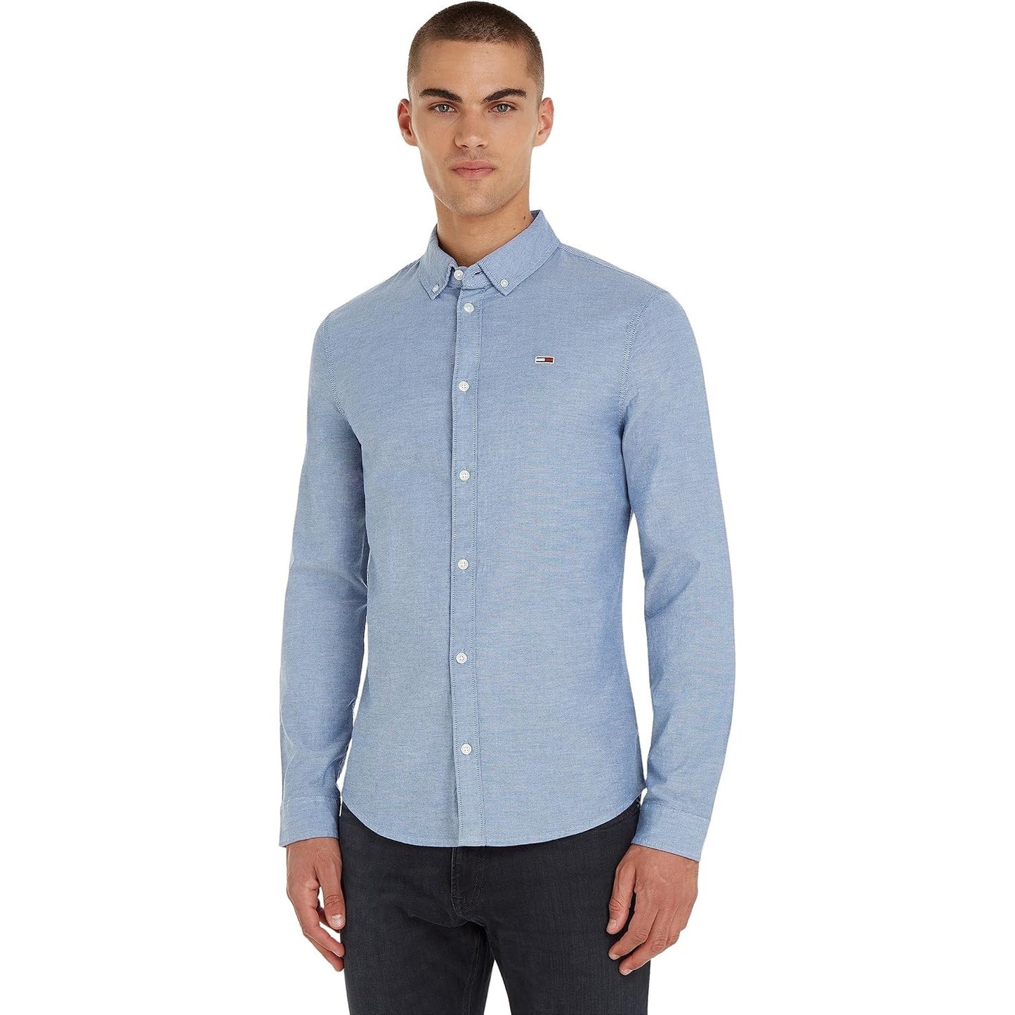 Tommy Jeans Men's Slim Long Sleeve Shirt – Soft Cotton