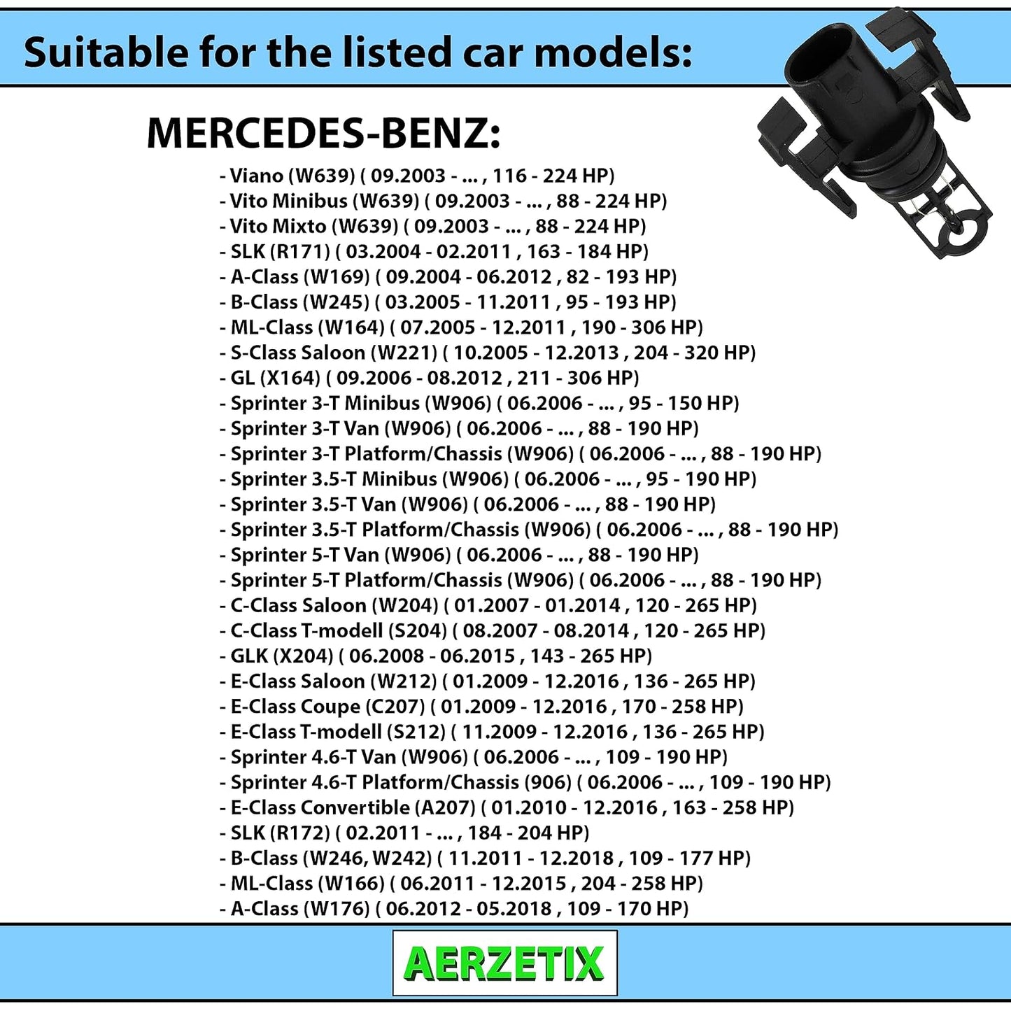AERZETIX Intake Air Temperature Sensor C66421 Compatible with VW Mercedes-Benz Smart