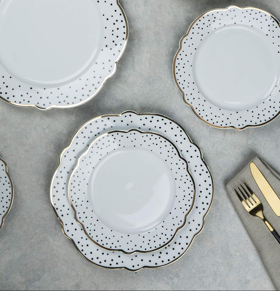 12 Piece Floral Dotty Dinner Set
